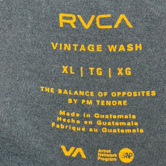 RVCA Artist Network T-Shirt Mens XL Blue Vintage Wash Graphic Logo Skater Tee - Picture 7 of 9